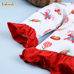 Vintage Christmas Candy Print Pullover para niñas ODM Venta al por mayor Baby Smocked Clothing-BB2425 - Product Image 5