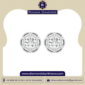 Pendientes de diamantes clásicos de oro blanco de 10 quilates hechos a mano diseñados por el fabricante Estilo de belleza pura - Product Image 2