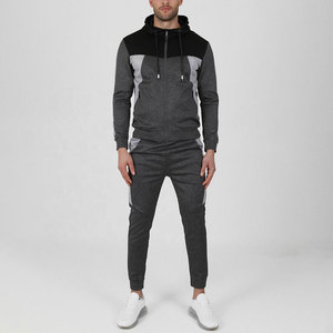 Traje de gimnasio con cremallera completa y bolsillos, conjunto de chándal de bloque de color, chaqueta y fondo para trotar, 2 piezas - Product Image 1