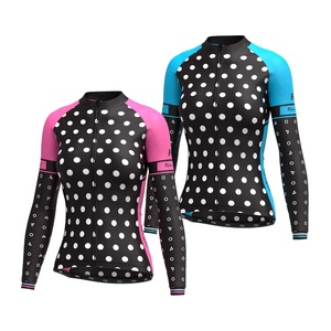 Mens Women Customized Printed Slim Fit <b>Stand</b> Collar Polka Dot Long Sleeve Sublimation <b>Cycling</b> Jersey for Road & Mountain Bikes - Product Image 6