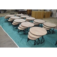 Table basse moderne en bois d'acacia avec cadre en tube de fer Ensemble pour le salon Réception de loisirs Salle d'attente Maison Style industriel
