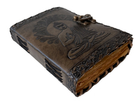 Grossiste Journal d'ombres en cuir véritable gaufré Grimoire bouddha fait à la main Carnet de notes papeterie Bloc-notes personnalisé