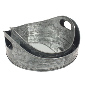 ถาดเสิร์ฟโลหะกลมชุบสังกะสีงานทำมือสำหรับเสิร์ฟอาหารปรับแต่งได้ - Product Image 1