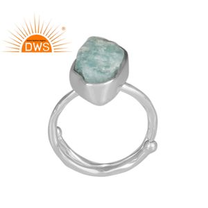 ผู้ผลิตเครื่องประดับแหวนพลอยสีฟ้าดิบออกแบบ925สเตอร์ลิงเครื่องประดับแหวนทำด้วยมือผู้ผลิต - Product Image 1