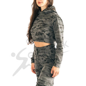 2022 nouveauté femmes culture pull à capuche de haute qualité décontracté Fitness Gym haut d'entraînement personnalisé Camo Design dentelle courte - Product Image 2