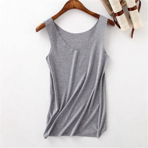 Camiseta sin mangas de talla grande a la moda para mujer al por mayor, camiseta transpirable para yoga y fitness en algodón/fibra de bambú, MOQ bajo, precio barato, patrón sólido - Product Image 3