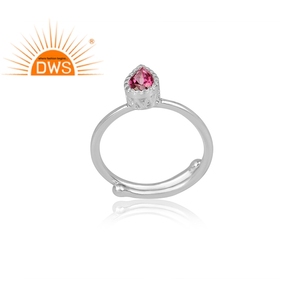 Anillo de plata de primera ley y topacio rosa para mujer, sortija, plata esterlina 925, piedra preciosa, piedra Natural, corte de pera - Product Image 2