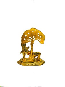 Metal gold finish Lord Cow Krishna Statue Religious of Success small Statue Hindu God Idol Sculpture Table Desk Top Gifted - Product Image 4