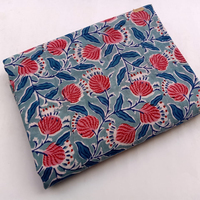 Tissu africain imprimé de fleurs chinoises, en coton pur, bloc de main