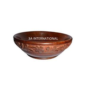 Cuenco de madera de acacia con forma personalizada de tendencia superior, plato antideslizante para servir frutas, hogar, hoteles, restaurantes, técnica tallada - Product Image 1