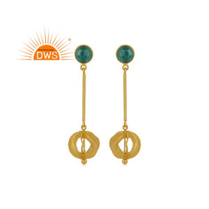 Último diseño hecho a mano, pendiente colgante de piedras preciosas de ónix verde Natural, joyería de moda para mujer, regalo para ella - Product Image 1