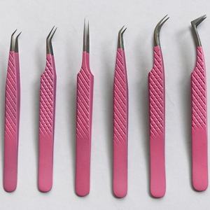 Lot de 6 pinces à cils japonaises en acier inoxydable diamantées avec pointe pointue pour extensions de cils - Product Image 1