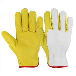 高防护牛皮纹理和分体皮革驾驶员安全手套工业安全工作手套工人手部保护