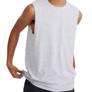 Camiseta sin mangas de color gris cielo, suave, cómoda y de calidad, personalizada por OEM para hombres/niños, 100% algodón/spandex según los requisitos del cliente. - Product Image 6