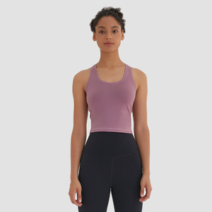 Top Deportivo Corto para Mujer, Estilo Yoga, Color Rosa, con Tiras, Personalizado de Fábrica - Product Image 5