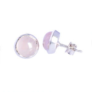 Clous ronds en pierre de Quartz Rose de bonne qualité, vente en gros, nouveaux arrivages, boucles d'oreilles fines en argent Sterling 925, fournisseur de bijoux - Product Image 1