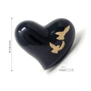 Flying Doves โกศหัวใจขนาดเล็กสีดำ,โกศสำหรับขี้เถ้าสำหรับอุปกรณ์งานศพโกศเผาทองเหลือง - Product Image 2