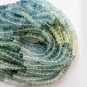 Moss Aquamarine Faceted Rondelle gölgeli 5mm 6 inç dizme boncuk