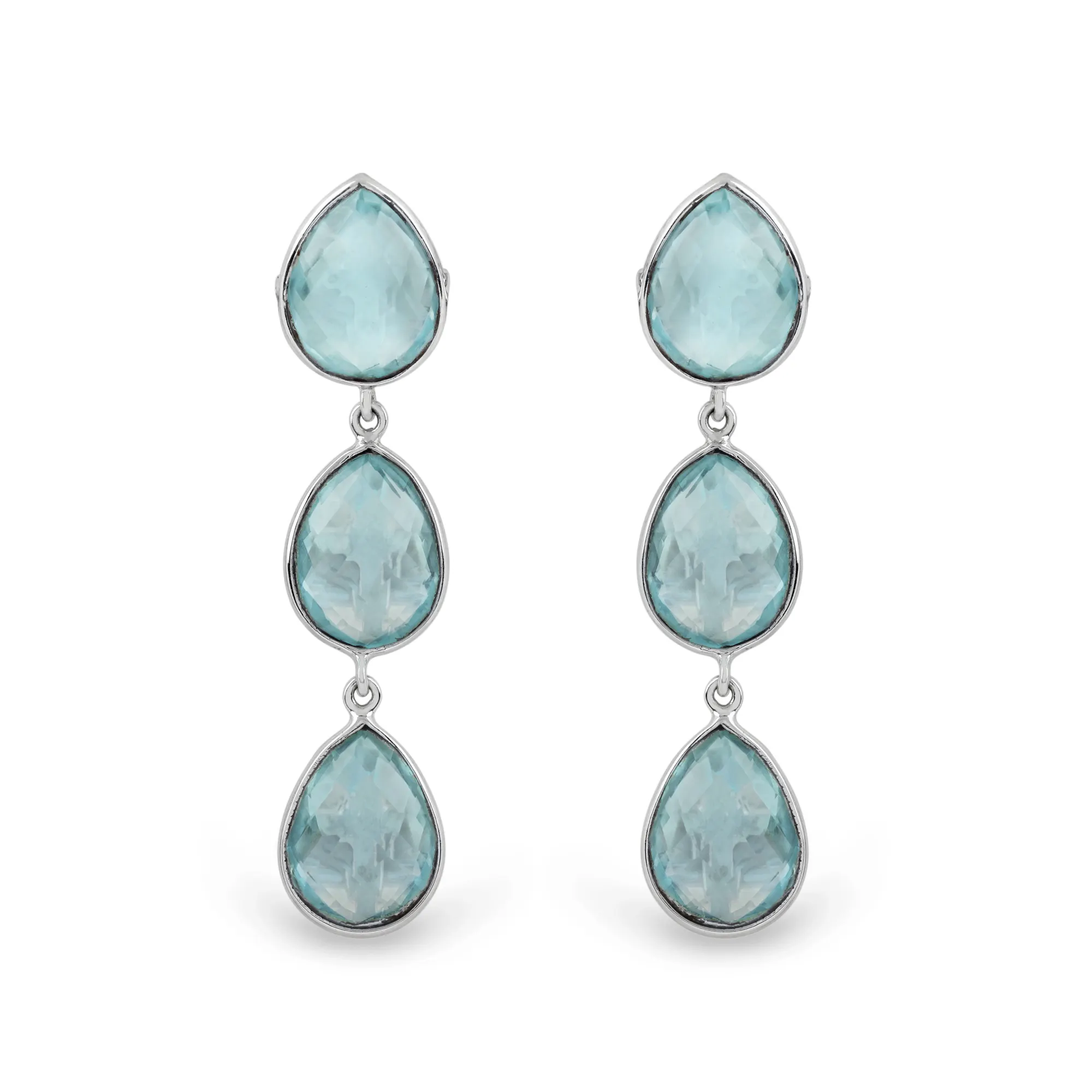 Drop Shape Blue Topaz Custom Dangle Earrings Silver Gemstone Drop Dangle Earrings 925 Sterling Silver Fine Jewelry Manufacturer