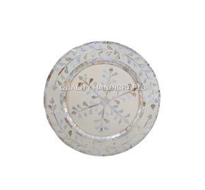 Bandejas redondas para servir con incrustaciones de madreperla, artesanías de alta calidad al por mayor para hoteles, restaurantes, utensilios de cocina, bandeja con incrustaciones de hueso - Product Image 3