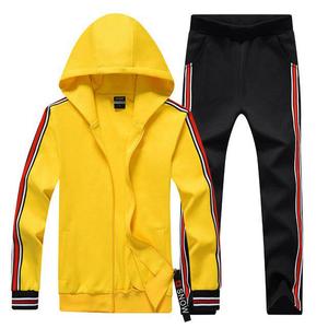 Custom Made Men's Slim Fit Tracksuit With Front Zipper Men's Side Stripe Front Zip Hooded Sweatsuit - Product Image 6