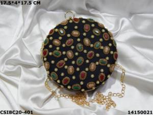 Pochette de soirée faite à la main pour dames sac à main en cuir ethnique pour mariage avec décoration de perles sac à main de mariage - Product Image 3