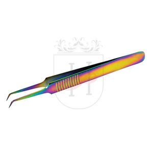 Extensiones de pestañas de acero inoxidable de alta resistencia, punta de 10mm, 75Deg, pinzas de volumen, Etiqueta Privada, herramientas de extensión de pestañas - Product Image 1