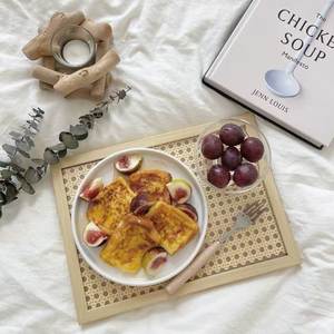 Plateau rond en rotin naturel vintage de style japonais avec logo personnalisé, plateau rectangulaire pour servir les aliments, plateau en rotin fait à la main - Product Image 3