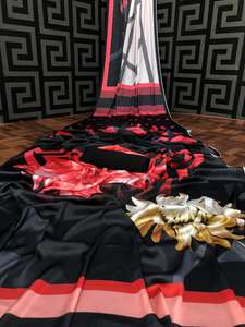 À la mode décontracté soie numérique imprimé indien femme porter Saree avec chemisier et très belle combinaison de couleurs vêtements - Product Image 2