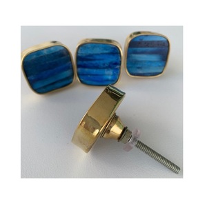 Meilleur prix pierre blanche incrustation métal porte armoire boutons laiton or os finition cuisine salon parc tiroirs hôtel utilisation - Product Image 2