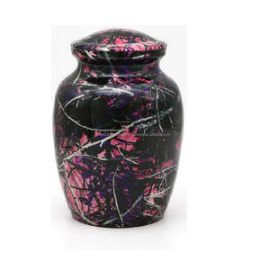 Urnes funéraires en laiton de haute qualité et classiques avec bande d'or et urnes funéraires en métal fini marbre violet pour cendres humaines - Product Image 6