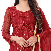Pakistanais dernier filet entièrement brodé longue robe vente chaude dames Kurta avec motif solide de broderie lourde à la main