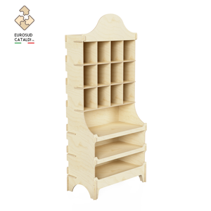 Il miglior espositore in legno di betulla di EUROSUD prodotto made in italy per negozi e supermercati. Ripiani a nido d'ape - Product Image 1