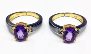 Brillante plata esterlina 925 chapado en oro multicolor piedras preciosas barato clásico señoras desgaste anillo ajustable - Product Image 4