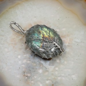 Labradorite <b>Tree</b> Shape Wire Wrap Pendants Exporter From Khambhat - Product Image 1