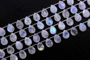 20 piezas de piedra lunar de arcoíris Natural, forma de pera facetada de Fuego Azul para fabricación de joyas, cuentas genuinas y ostentosas - Product Image 2