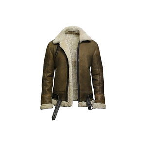 เสื้อแจ็กเก็ตหนังแกะ Shearling สำหรับผู้ชาย,เสื้อแจ็กเก็ตขนแกะสีน้ำตาลเข้มแจ็กเก็ตขนแกะสีขาวแท้ล่าสุดปี FC13 - Product Image 2