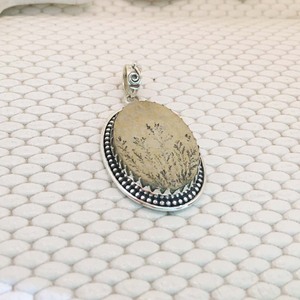 Joyería fina de Plata de Ley 925, collar con colgante ovalado de jaspe con imagen bonita con colgante de plata 925 de piedras preciosas reales - Product Image 2