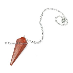 Buy Healing Stone Brown Sunstone 6 Faceted Pendulum with Chain - Product Image 1
