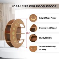 Étagère en bois en forme de croissant de lune pour cristaux, pierres et huiles essentielles, présentoir en cristal pour salon, chambre à coucher