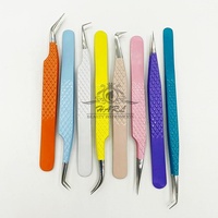 Pinces à épiler pour extensions de cils en acier inoxydable antidérapantes multicolores, antimagnétiques, longueur 10 mm, personnalisées pour la manucure