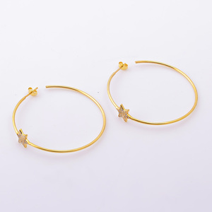 Gemas de circón cúbico a la moda, joyería fina Micro pavé, Plata de Ley 925, Vermeil oro de 18 quilates, pendiente de aro de estrella personalizado para mujer - Product Image 3