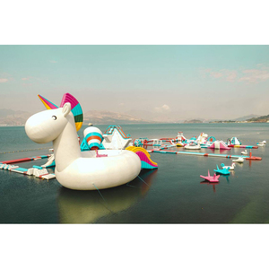 Parc aquatique gonflable pour la plage, les océans et les lacs aux Philippines, parcours d'obstacles aquatiques avec grand toboggan licorne - Product Image 1