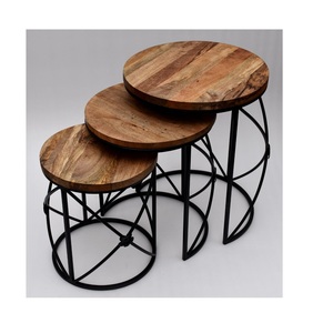 Table basse en bois et métal, bon prix, ronde et tricotée, meuble d'extérieur, pour la maison et le Restaurant - Product Image 1