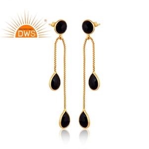 Pendiente colgante de piedras preciosas de ónix negro Natural de Plata de Ley 925 para mujer, joyería para mujer, regalo para ella - Product Image 1