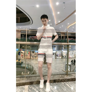 Men's two-piece sweat suit short sleeve trend hooded casual shorts sets - Product Image 2