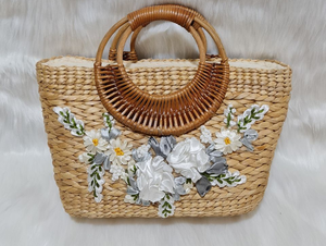 100% Natural <b>Material</b> Water Hyacinth Handbag Seagrass <b>Bags</b> Women Tote Beach <b>Bag</b> Eco Friendly and Durable <b>Bags</b> - Product Image 3