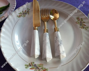 Juego de cubiertos con mango de resina Royal Marble Look, juego de cubiertos con mango de diseñador, juego de cubiertos de acero con espejo - Product Image 5