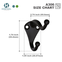 Crochet rustique suspendu en alliage de zinc pour vêtements et serviettes, finition zinc