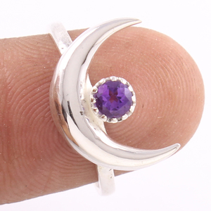 925พลอยอเมทิสต์ธรรมชาติที่ผ่านการรับรองแล้วแหวนเงินแท้แฮนด์เมดเครื่องประดับรูปทรงกลม - Product Image 2